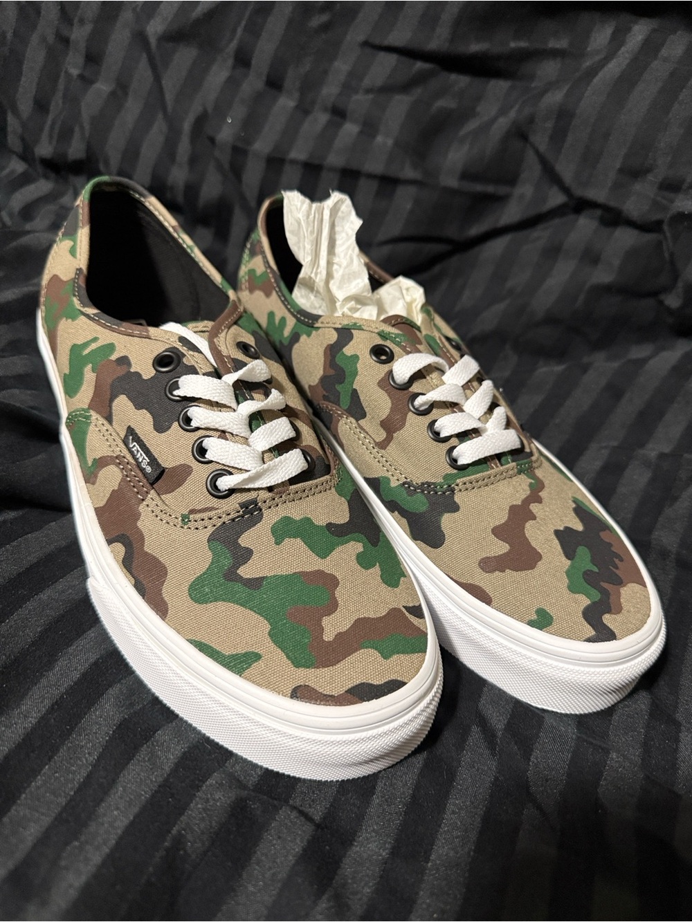Vans Camo Canvas Low-Top Sneakers in Green/Brown.